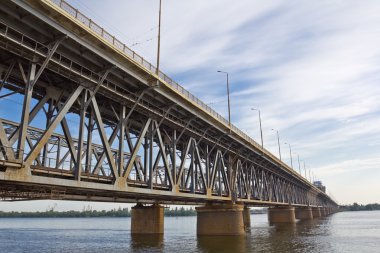 Railroad bridge over a river clipart