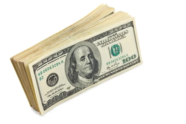 Balíček bankovek na bílém pozadí — Stock fotografie