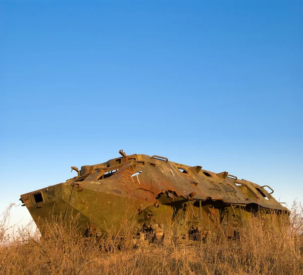 Old damaged atc on a firing ground — Stock Photo, Image