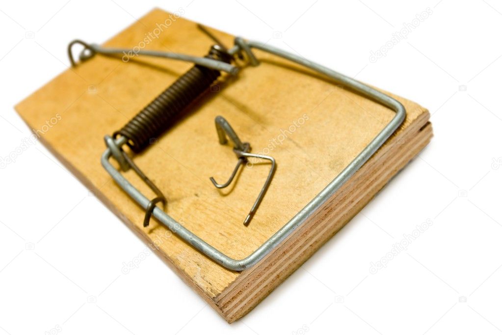 Mousetrap on a white background