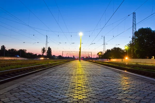 Railway station at the early morning — Stock Photo, Image