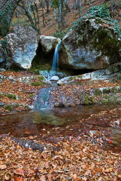 El pequeño arroyo otoñal en las montañas —  Fotos de Stock