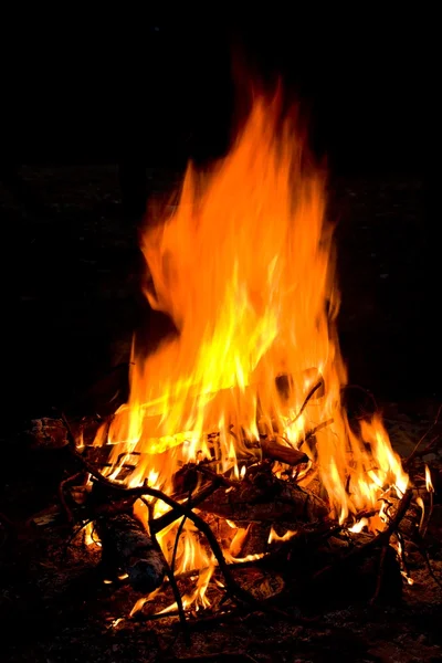 Fuego de campamento en una oscuridad — Foto de Stock