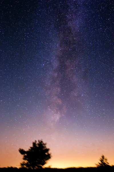 Nattscen med Vintergatan — Stockfoto