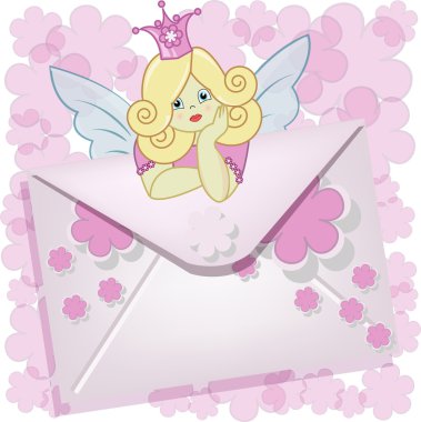 The beautiful fairy with the letter clipart