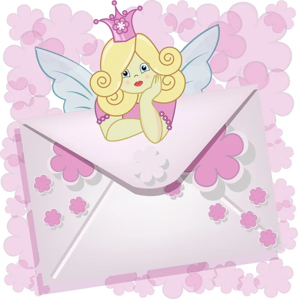 手紙を持つ美しい妖精 — ストックベクタ