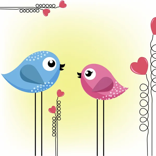 Två kärleksfulla fåglar — Stock vektor