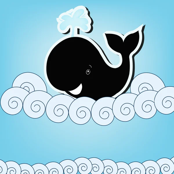 Baleine noire dans la mer — Image vectorielle