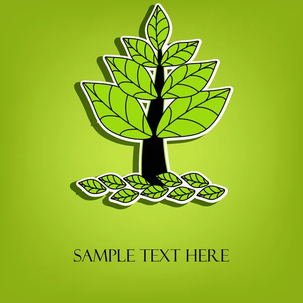 Hermoso árbol vector con hojas verdes — Vector de stock