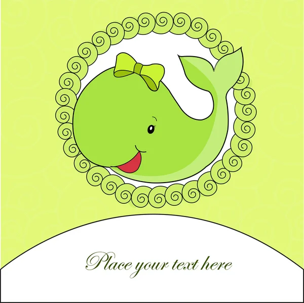 Krásná karta s zelené velryba — Stockový vektor