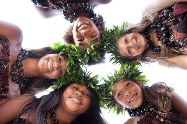 Pretty Polynesian Girls in a circle clipart