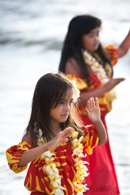 Pretty young Hula girls clipart