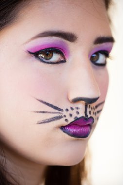 Girl in Cat Makeup clipart