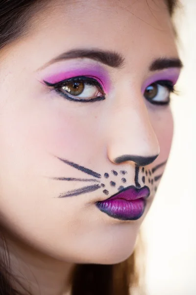 Dívka Make-up, kočka — Stock fotografie