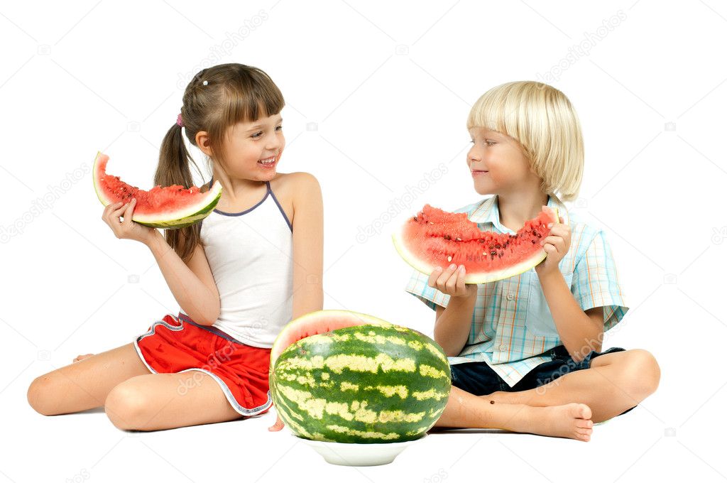 Children with watermelon