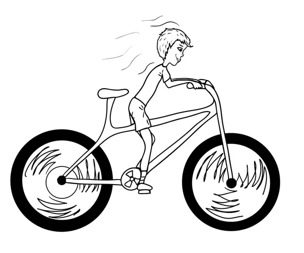Kid met fiets — Stockvector