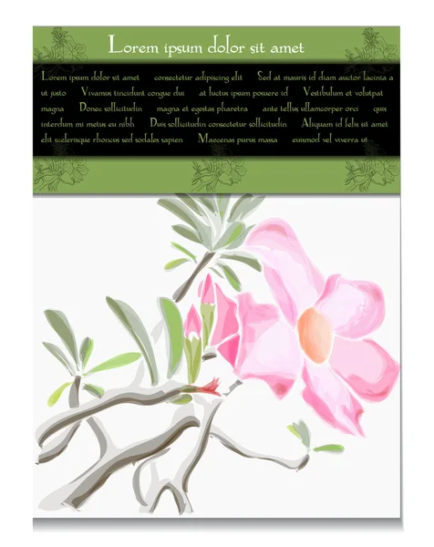 Κάρτα φορέα με τροπικό λουλούδι — Διανυσματικό Αρχείο