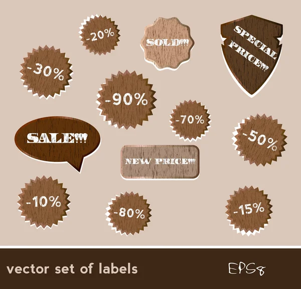 Etiquetas de venda de madeira — Vetor de Stock