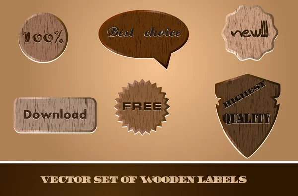 Векторный набор деревянных этикеток — стоковый вектор