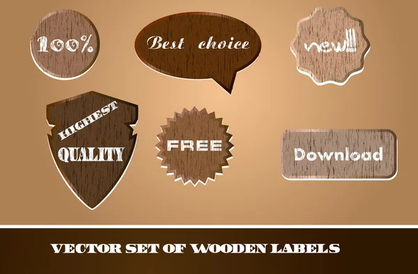 Ensemble vectoriel d'étiquettes en bois — Image vectorielle