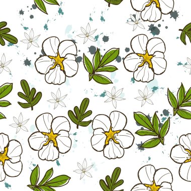 Seamless texture with white flower. clipart