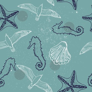 Marine seamless pattern clipart