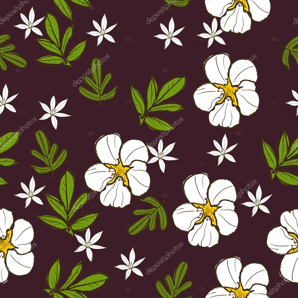Seamless texture with white flower