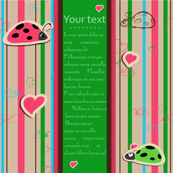 Background with ladybirds in love. — Stock Vector