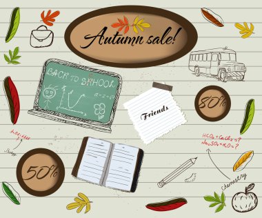 Back to school and autumn sale poster. clipart