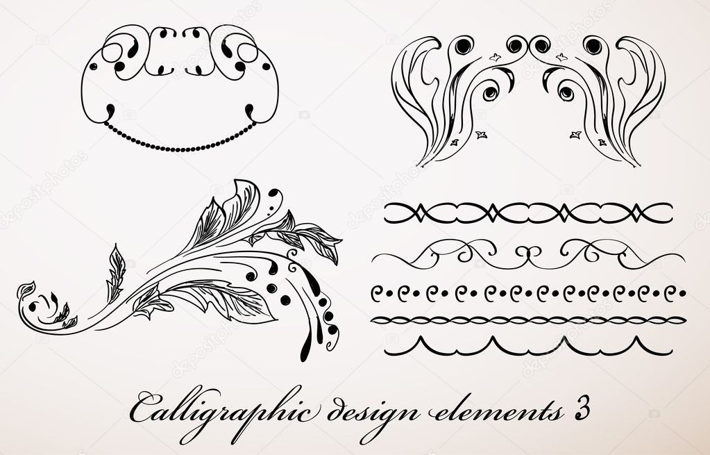 Vintage calligraphic design elements 3.