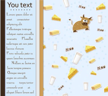 Cow, milk, cheese and butter clipart