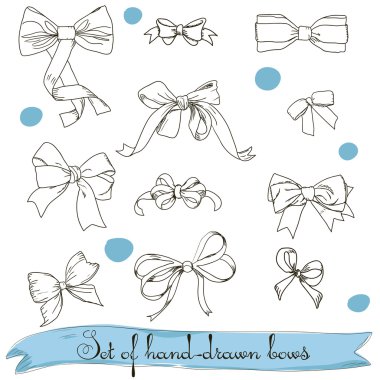Set of vintage colorless bows clipart