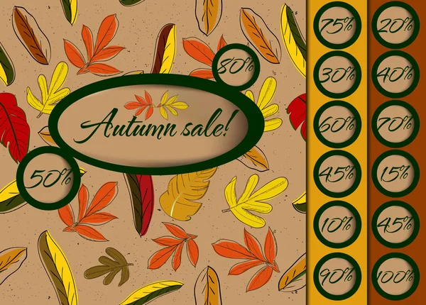 Herbst Sale Poster mit nahtloser Textur. — Stockvektor