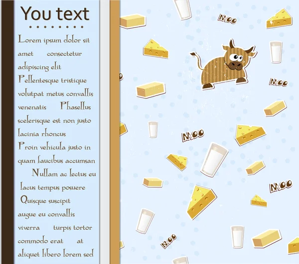 Vache, lait, fromage et beurre — Image vectorielle