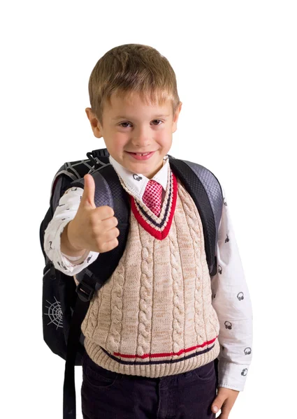 Thumbs up shown by a happy young boy — Stock Photo, Image