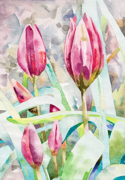 Aquarelle originale peinture printemps fleur — Photo