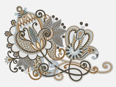 Original hand draw line art ornate flower design clipart