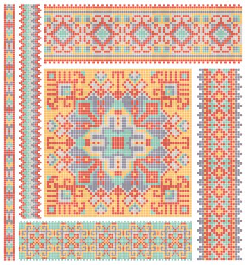 Handmade cross-stitch ethnic Ukraine pattern design clipart