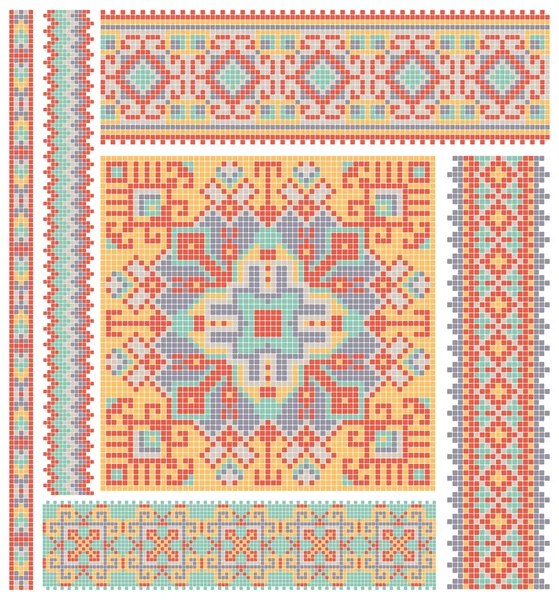 Handmade cross-stitch ethnic Ukraine pattern design — Stock Vector