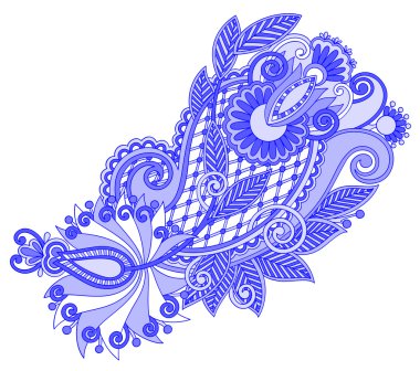 Hand draw line art ornate flower design clipart