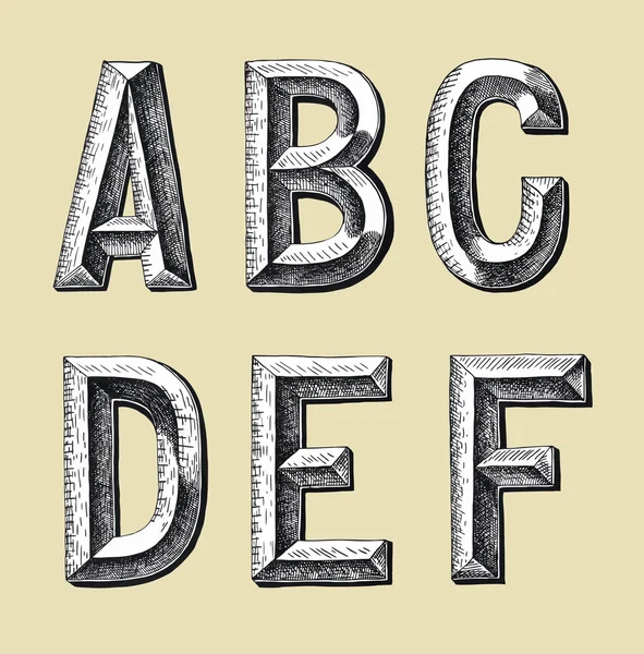 Disegnare a mano disegno alfabeto schizzo — Vettoriale Stock