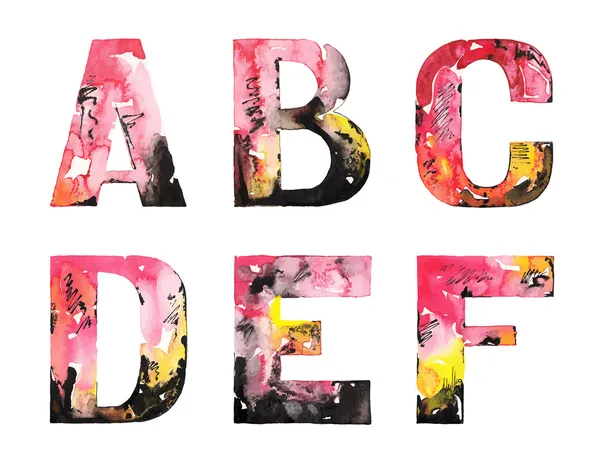 Handgemaakte aquarel alfabet ontwerp — Stockvector