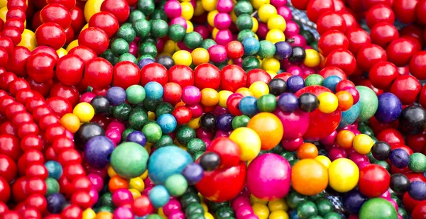 Colorful wooden beads at the fair — Stock Photo, Image