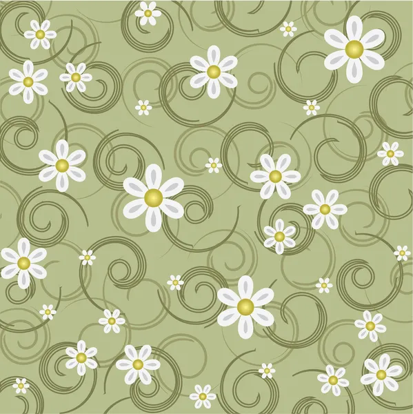 Green background in the daisies — Stock Vector