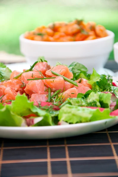 Salada de salmão fresco — Fotografia de Stock