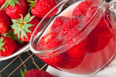 jöle cam kase çilek ile yakın çekim