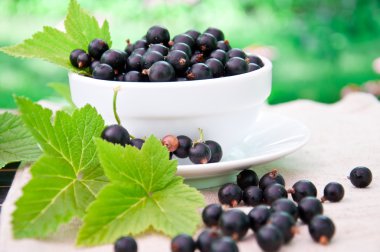 Fresh blackcurrant in bowl clipart