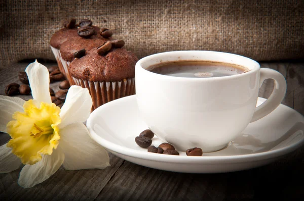 Copa de café y pastel de chocolate — Foto de Stock