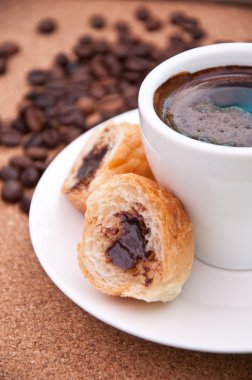 Cup of coffee and cookies with chocolate clipart