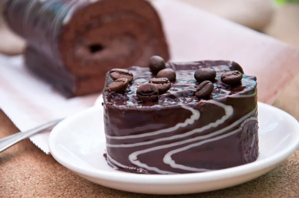 Chocolate cake-roll — Stock Photo, Image